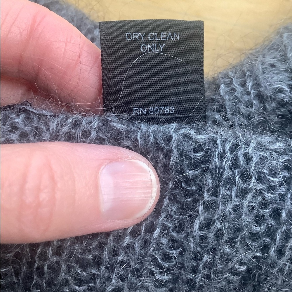 MODA INTERNATIONAL Vintage Mohair Blend Ribbed Duster Cardigan Gray M - Picture 13 of 14
